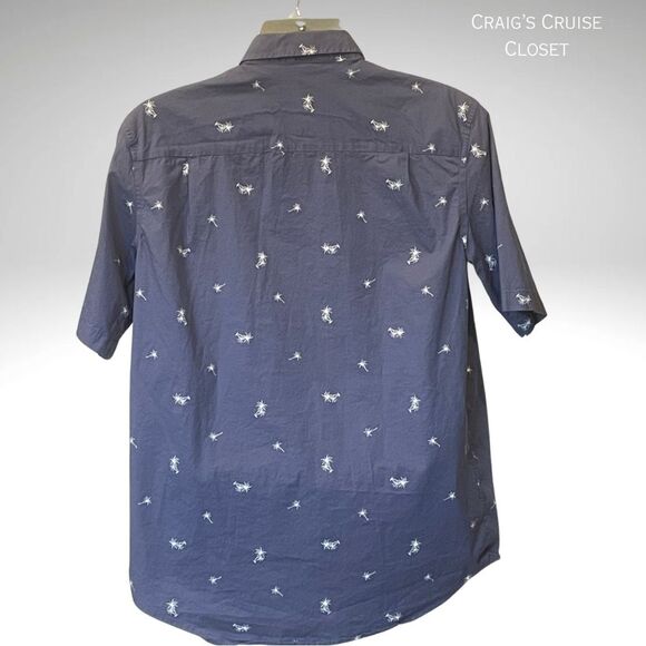 George Blue Casual Button Down Shirt with Palm Tree Print Men’s Large - Picture 2 of 7